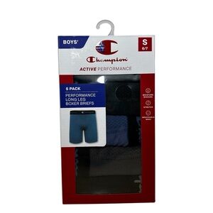 Champion Boys Active Performance  5  Breathable Long -Leg Boxer Briefs Size S